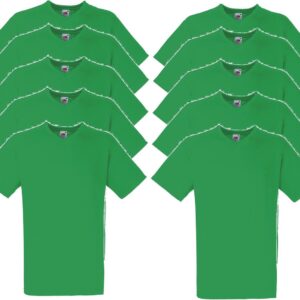 10 x Fruit of the Loom V-Hals ValueWeight T-shirt Kelly Green Maat XL