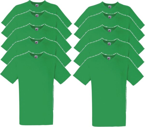 10 x Fruit of the Loom V-Hals ValueWeight T-shirt Kelly Green Maat XXL