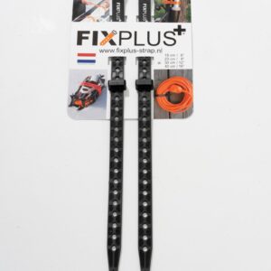 2 Fixplus straps zwart 30cm - TPU spanband voor snel en effectief bundelen en bevestigen van fietsonderdelen, ski's, buizen, stangen, touwen en latten