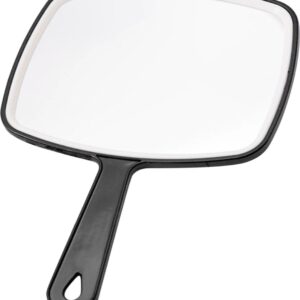 2 Stuks Handspiegel met Handvat - 15 x 12 cm spiegeloppervlak - Make Up Spiegel/Scheerspiegel/Kappersspiegel - Zwart