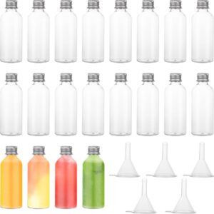 20 stuks 80 ml mini-plastic flessen om te vullen, kleine plastic flessen om te vullen, lege plastic flessen, schnapsflessen, sapflessen met deksel en trechter