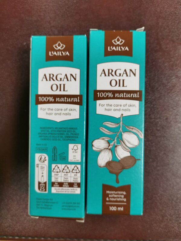 2X ARGAN OLIE 100 % NATURAL FORR THE CARE OF SKIN,NAILS, HAIR