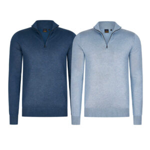 2e GRATIS - Modieuze Zip Pullover - Blauw