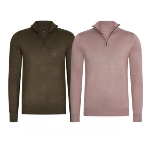 2e GRATIS - Modieuze Zip Pullover - Donker Taupe