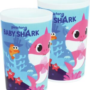 2x stuks kunststof drinkbeker Baby Shark 220 ml - Onbreekbare kinder bekers