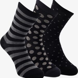 3 paar middellange dames sokken zwart/grijs - Maat 39/42