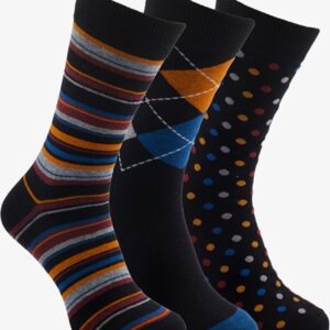 3 paar middellange heren sokken zwart/geels - Maat 39