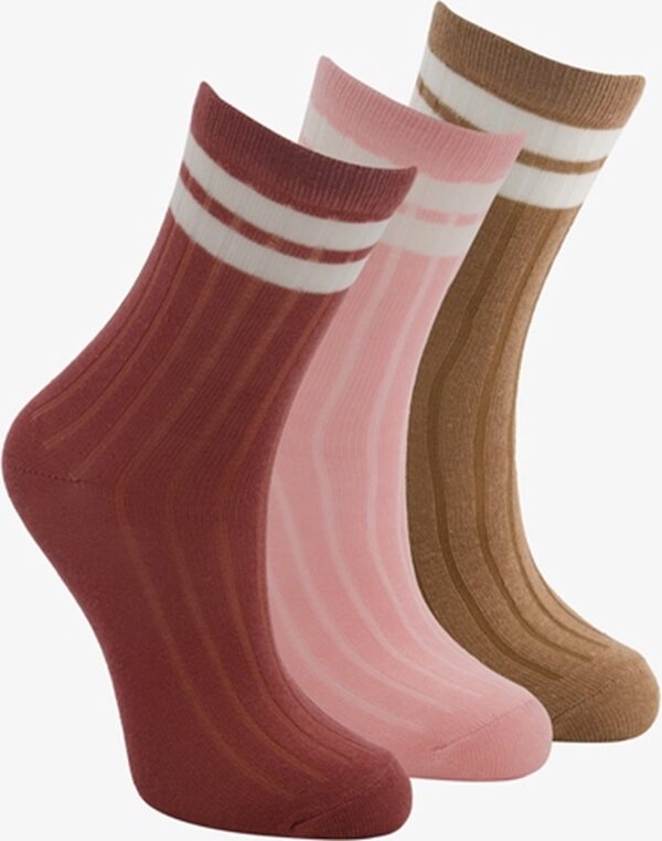 3 paar middellange kinder sokken - Roze - Maat 23/26