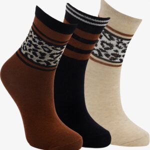 3 paar middellange kinder sokken bruin/beige - Maat 31/34