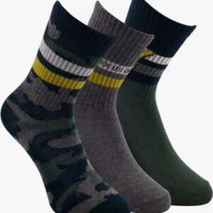 3 paar middellange kinder sokken groen/grijs - Maat 31/34