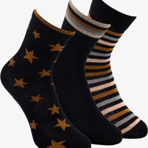3 paar middellange kinder sokken zwart/bruin - Maat 27/30
