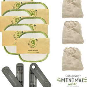 30 Wasbare Wattenschijfjes - Herbruikbare Make up Pads met 3 Waszakjes - + 2x GRATIS set herbruikbare Wattenstaafjes - Zero Waste Producten - Duurzame Bamboe Wattenschijven