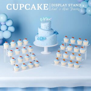 4 niveaus acryl display standaard riser rek voor popfiguren, trap, vitrine, standaard, cupcake, dessert, doorzichtige opbergorganizer voor make-up, cosmetica, specerijen