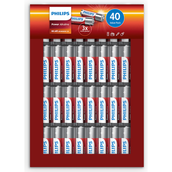 40 stuks Philips Power Alkaline Batterijen