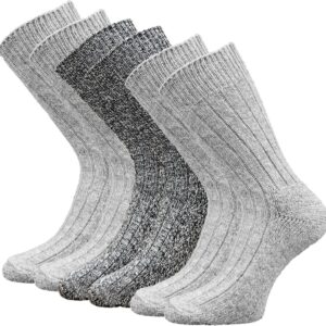 6 paar Noorse wollen sokken - Licht Grijs en Zwart Gemêleerd - Maat 39/42
