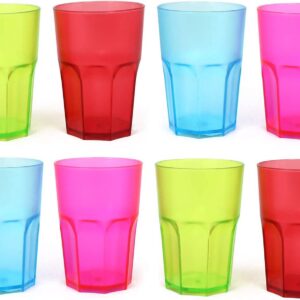 8 x stabiele herbruikbare drinkbekers in verschillende kleuren, kleurrijke herbruikbare Beker, stapelbaar, 400ml