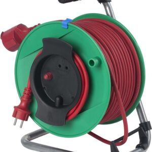 AS Schwabe Kabelhaspel met rubberen kabel, 25 m, rood, 230 mm diameter