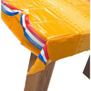 Afneembaar oranje tafelkleed 180x120 cm met Nederlandse vlag