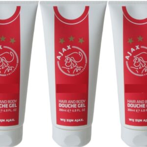 Ajax Douchegel - Rood/Wit - Tube 200 ml - Hair & Body - 3 stuks Voordeelverpakking