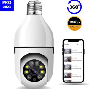 Alert - IP Camera Lamp E27 Fitting - Indoor Spy Cam - Verborgen Bewakingscamera - Beveiligingscamera Binnen & Buiten - Huisdier Hondencamera - WiFi Draadloos - Nachtvisie - Bewegingssensor & Geluidsdetectie - Opslag in Cloud & App - 360°C Panorama