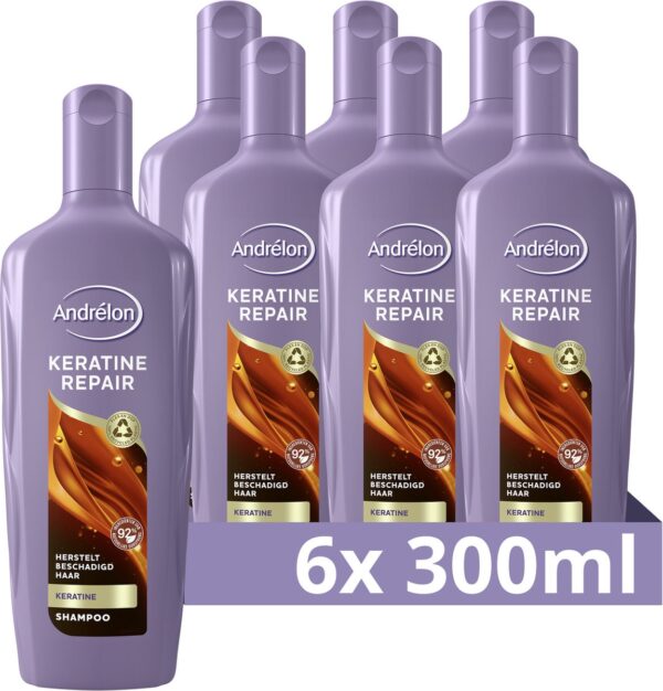 Andrélon Keratine Repair Shampoo - 6 x 300 ml - Voordeelverpakking