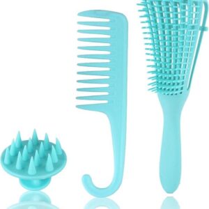Anti Klit Haarborstel - Anti roos - Scalp Massager - Massage Borstel - Detangler Brush - Krullen - Haarverzorging - Set - Hair Brush - Blauw