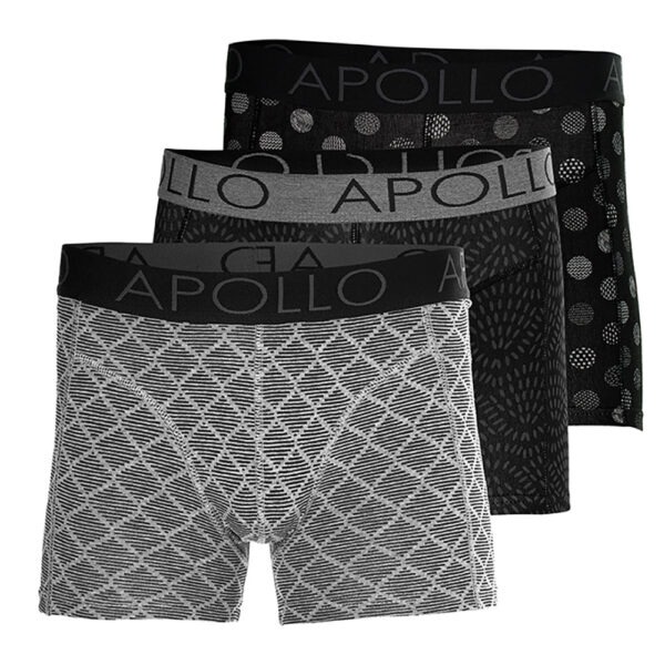 Apollo Boxershorts Heren Black / Grey Print 3-pack