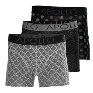 Apollo Boxershorts Heren Black / Grey Print 3-pack-L