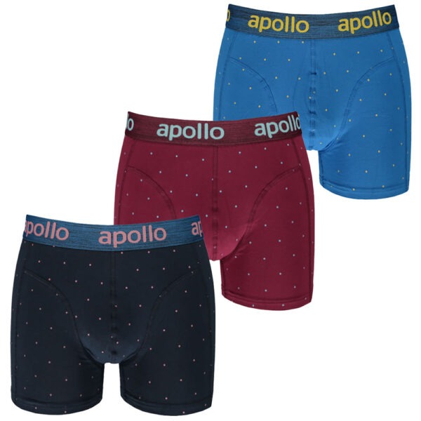 Apollo Boxershorts Heren Blue / Burgundy Dots 3-pack-L
