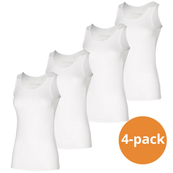 Apollo Singlet Dames Bamboo Wit 4-pack-S