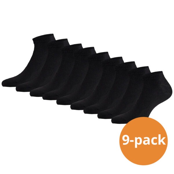 Apollo Sneakersokken Basic Bamboo Zwart 9-pack-35/38