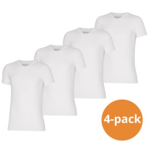 Apollo T-shirt Heren Bamboo Basic V-neck Wit 4-pack