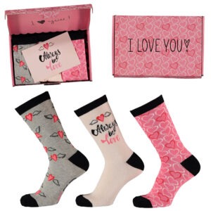 Apollo Valentijn Cadeau Sokken Giftbox Always In Love Dames met gratis wenskaart