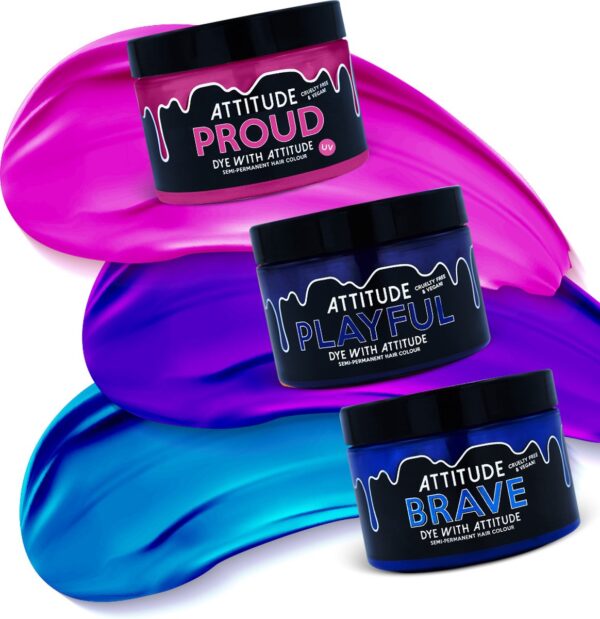 Attitude Hair Dye - COTTON CANDY Trio Semi permanente haarverf combi - Roze/Paars