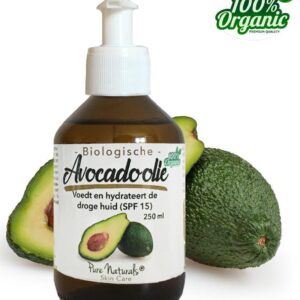 Avocado olie 250 ml - Koudgeperst en ongeraffineerd - 100% Biologisch - Pure Naturals