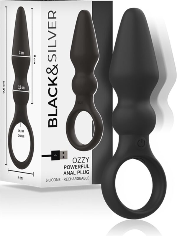 BLACK & SILVER | Black and silver™ - Ozzy Powerful Anal Plug Silicone | Anal Vibrator | Sex Toy for Couples | Vibrator | Sex Toy for Man | Vibrating Buttplug | Sex Toy for Woman | Buttplug