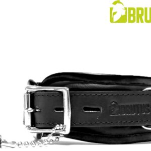 BRUTUS LEATHER - Leren Halsband - Zwart/Zwart