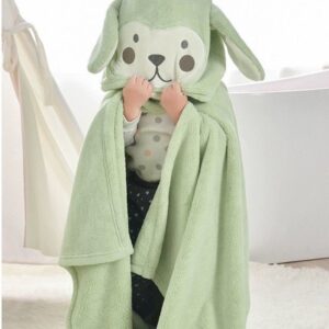 Baby Badhanddoek met hoodie - Konijn - Groen - 65 x 135 cm
