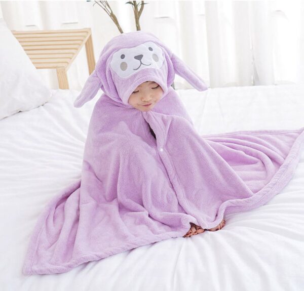 Baby Badhanddoek met hoodie - Konijn - Paars - 65 x 135 cm