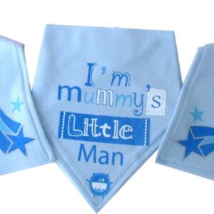 Baby bandana slabbers blauw met leuke teksten - kwijlslabber - set van 3 stuks - dubbellaags katoenen tricot