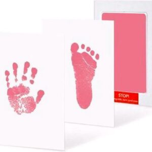 Baby voetafdruk en baby handafdruk inkt -baby cadeau(Roze) - Engelse handleing
