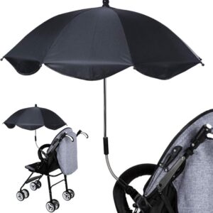 BabySun Parasol voor kinderwagen, parasol voor pasgeborenen, universele zonwering voor pasgeborenen, opvouwbaar, met houder voor eenvoudige montage, zwart