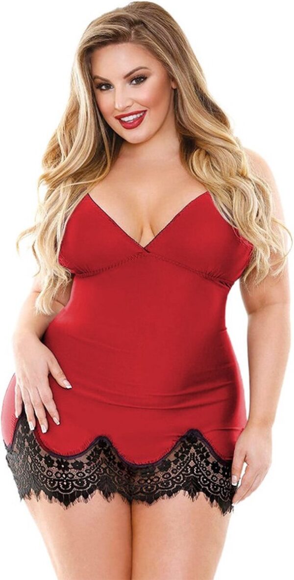 Babydoll Lingerie Dames gehaakt - Rood - Bevline - Maat XL