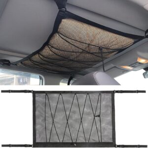 Bagagenet voor autodak, opbergnet, auto-interieur, universele nettas met verstelbaar trekkoord, cargo-net voor 4 dakarmleuningen (80 x 53 cm)
