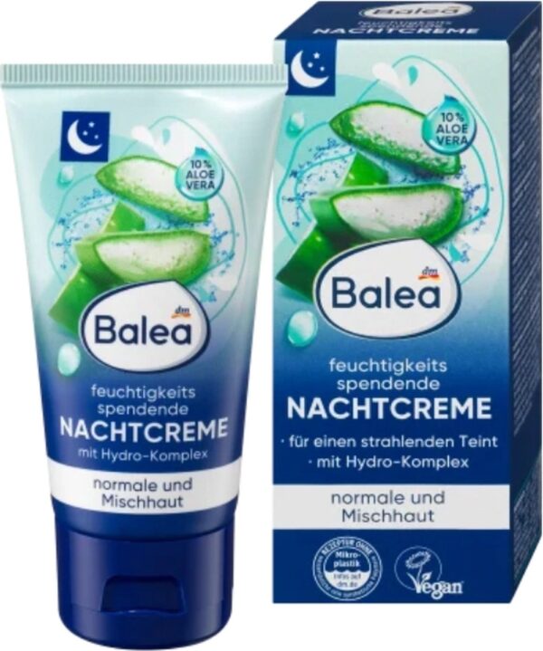 Balea Nachtcrème hydraterend met 10% aloë vera en hydrocomplex (50 ml)