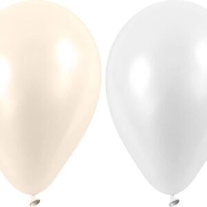 Ballonnen, rond, d 23 cm, wit, parelmoer, 10 stuk/ 1 doos