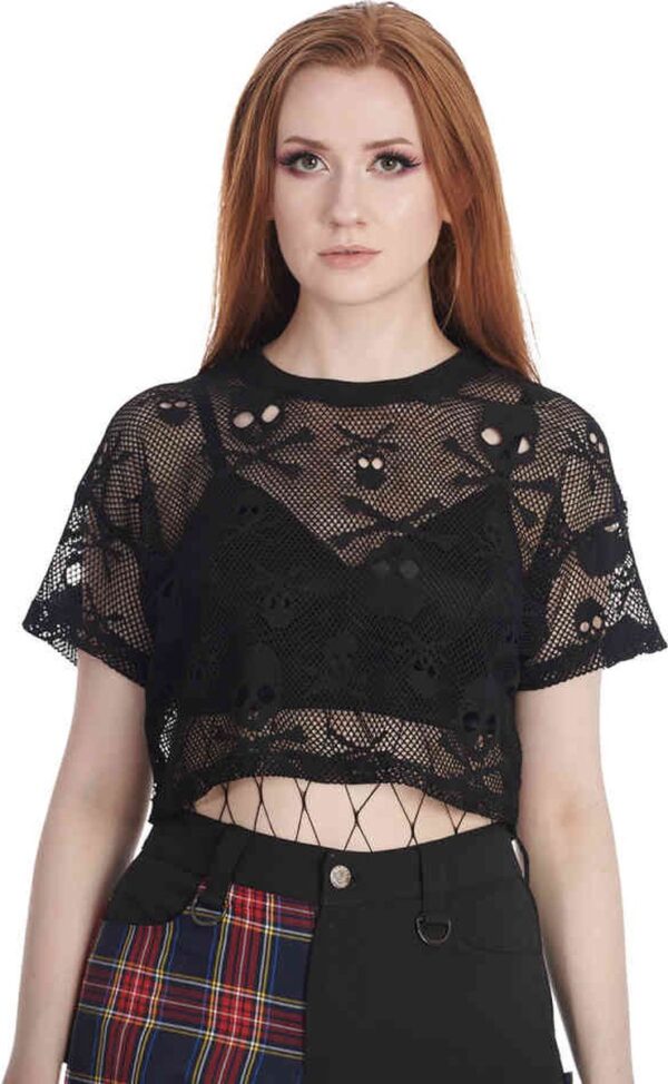 Banned - Skull Queen Crop top - M - Zwart