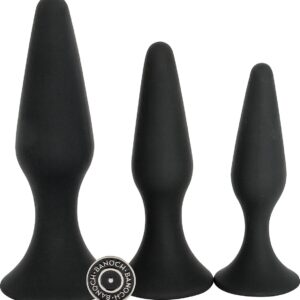 Banoch | Buttplug set sleek trio | zwart Siliconen | Zuignap