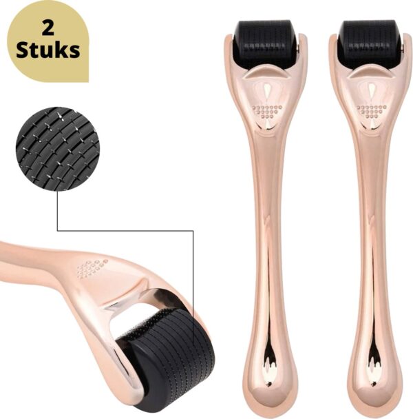 BeautyFit® - Dermaroller 2 stuks- 540 Micro Naalden 0.5 mm - Dermapen - Gezichtsroller - facelift apparaat - Huidverjonging - Derma Roller Haargroei en Baardgroei