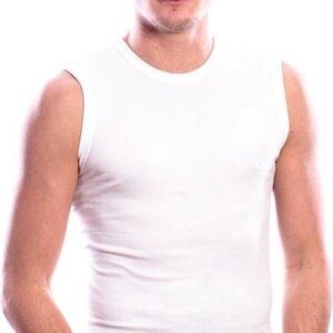 Beeren Mouwloos shirt met ronde hals - kleur wit - 100 % katoen - Maat XL